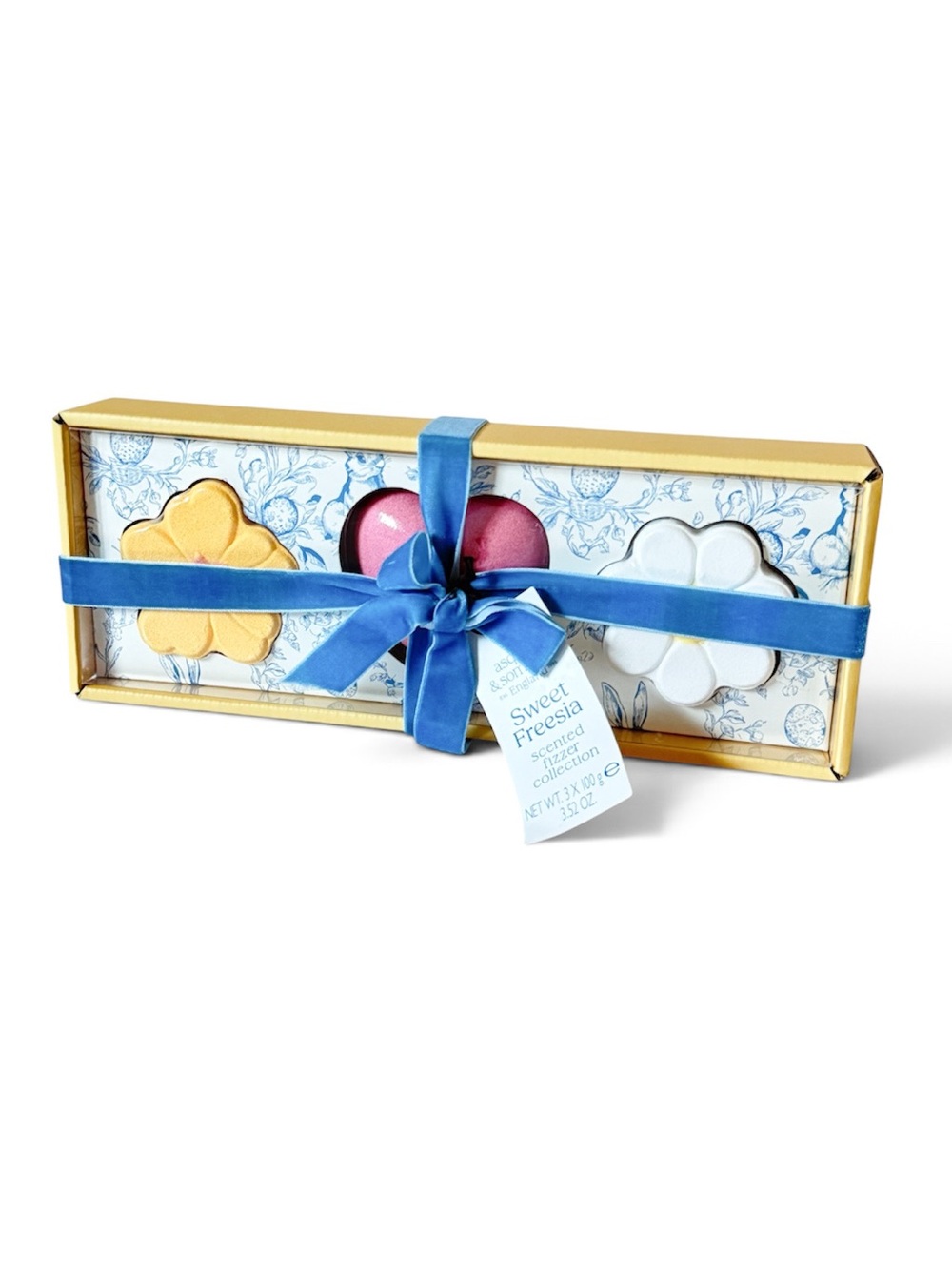Asquith & Somerset Sweet Freesia 3 Pc Bath Fizzer Gift Set NIB Floral Spa